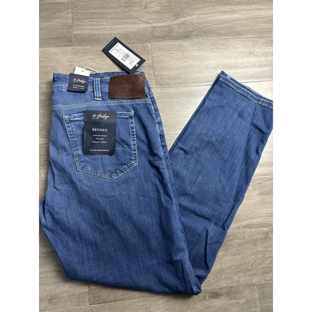New 34 Heritage COURAGE Mid-Rise Straight Blue Stretch 5-Pocket Size 38x34